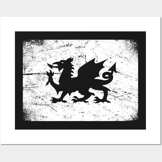 Distressed Medieval Dragon Flag Wall Art by MeatMan